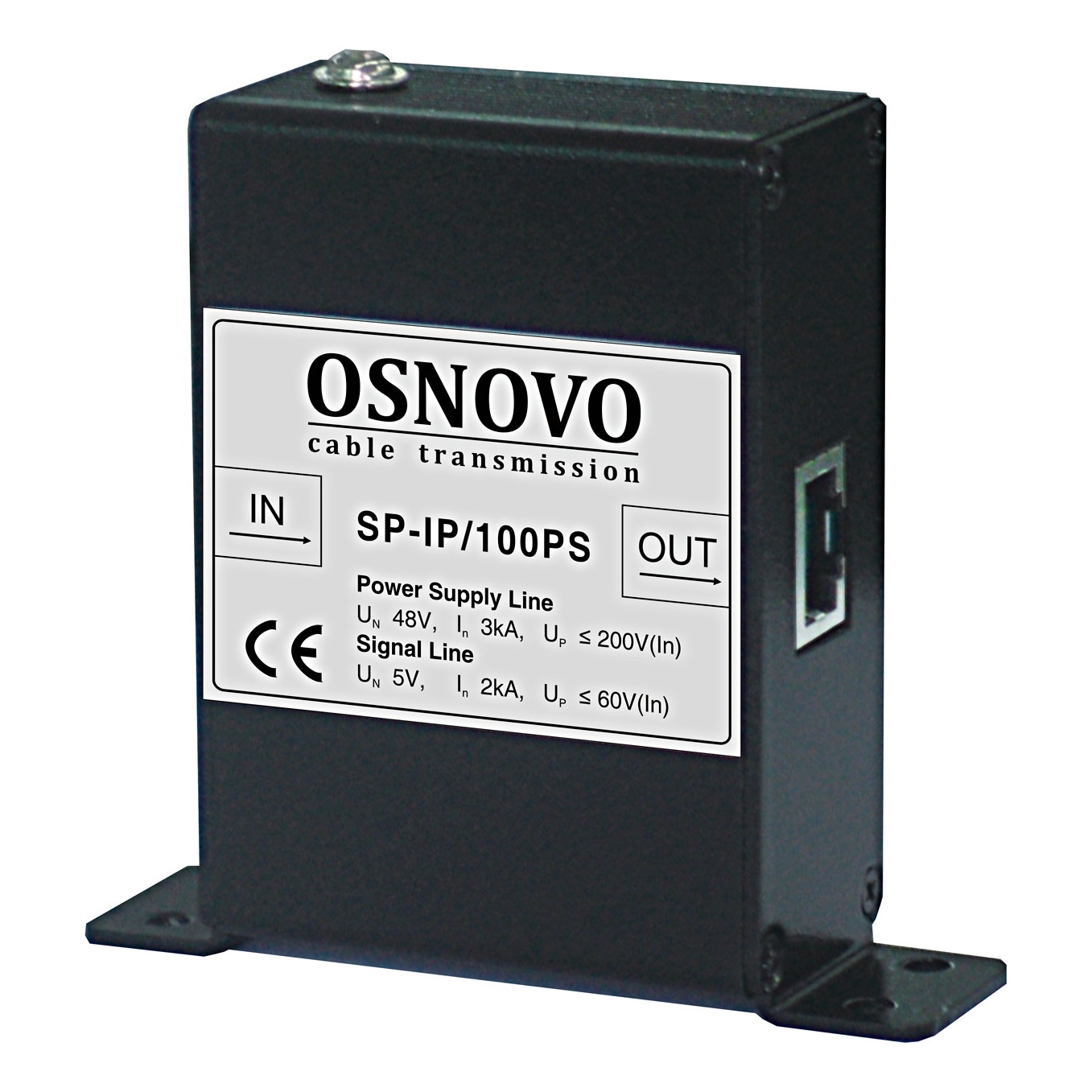 OSNOVO SP-IP/100PS Устройство грозозащиты для локальной вычислительной сети  (скорость до 100Мбит/с) с защитой линий PoE (af/at, метод B, контакты 4/5,  7/8), двухступенчатая защита